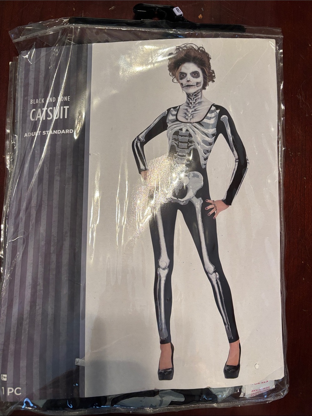 Black Skeleton Catsuit Costume for Women